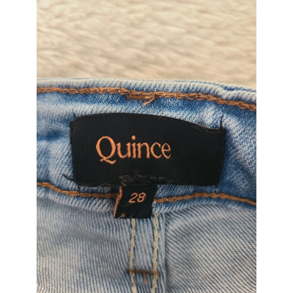 Quince Bella Stretch High Rise Straight Jeans Frosted Blue Light Wash 28/30 - Picture 6 of 9